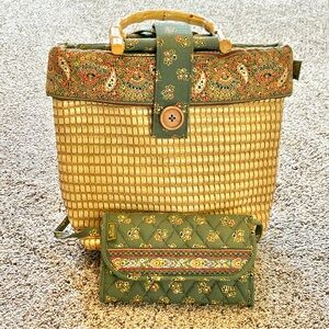 MaggiB Woven & Cotton Paisley Floral Print Handbag & Matching Crossbody Wallet